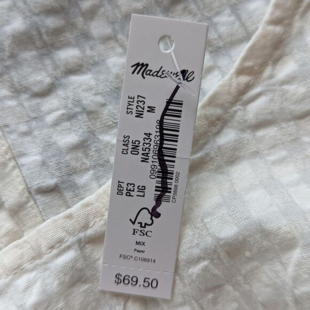 Madewell Textured Seersucker Side Cutout Romper White M NWT - Picture 8 of 8